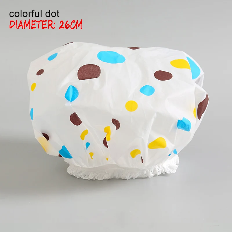 colorful dot Душ Кепки уплотненные теплые леггинсы с эластичной резинкой; ванна шляпа, шапочка для купания для Для женщин парикмахерский салон в горошек водонепроницаемые изделия для ванной комнаты Аксессуары для ванной комнаты - Цвет: colorful dot
