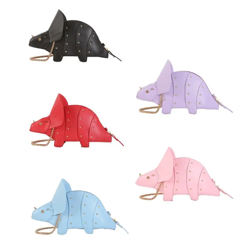 

Women Fashion Dinosaur Shape PU Leather Chain Crossbody Shoulder Bag Girl Messenger Bags Mini Clutch Purse