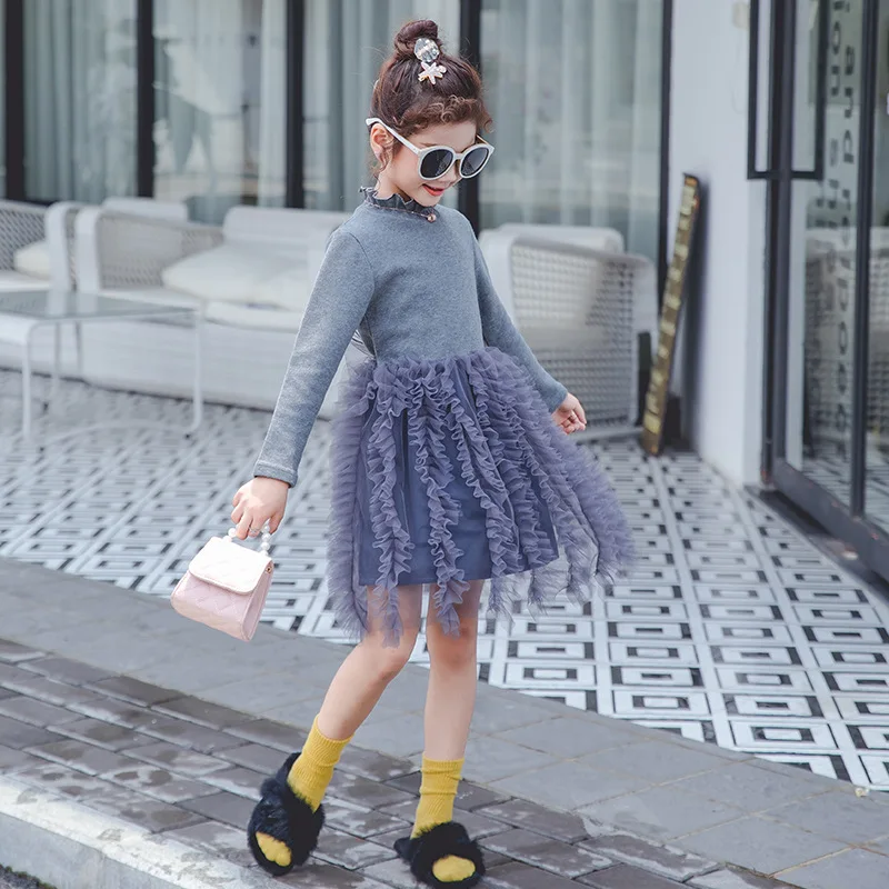 Школьные вечерние платья с длинными рукавами для девочек платье цветочным