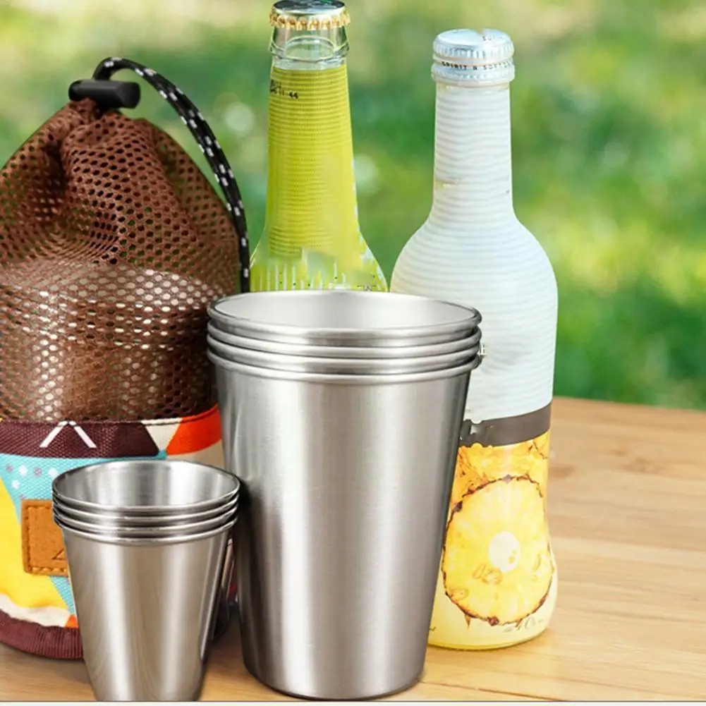 

4/6/8pcs Outdoor Cup Steel Cup Set Portable Beer Mug Rust-proof Durable Lightweight Carry For Camping Vacation Pi M1X2