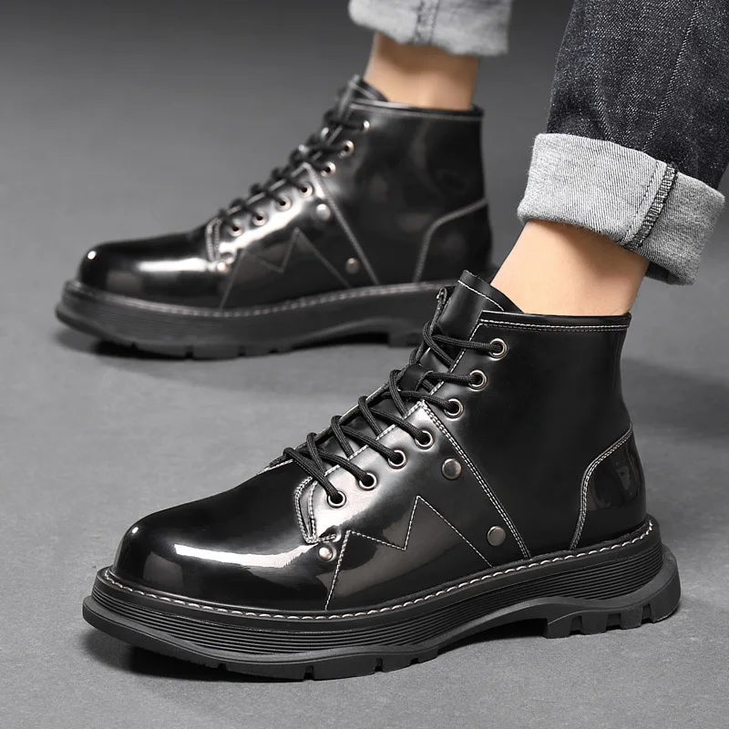 Высококачественные винтажные мотоциклетные ботинки Мужские кожаные Сезон осень