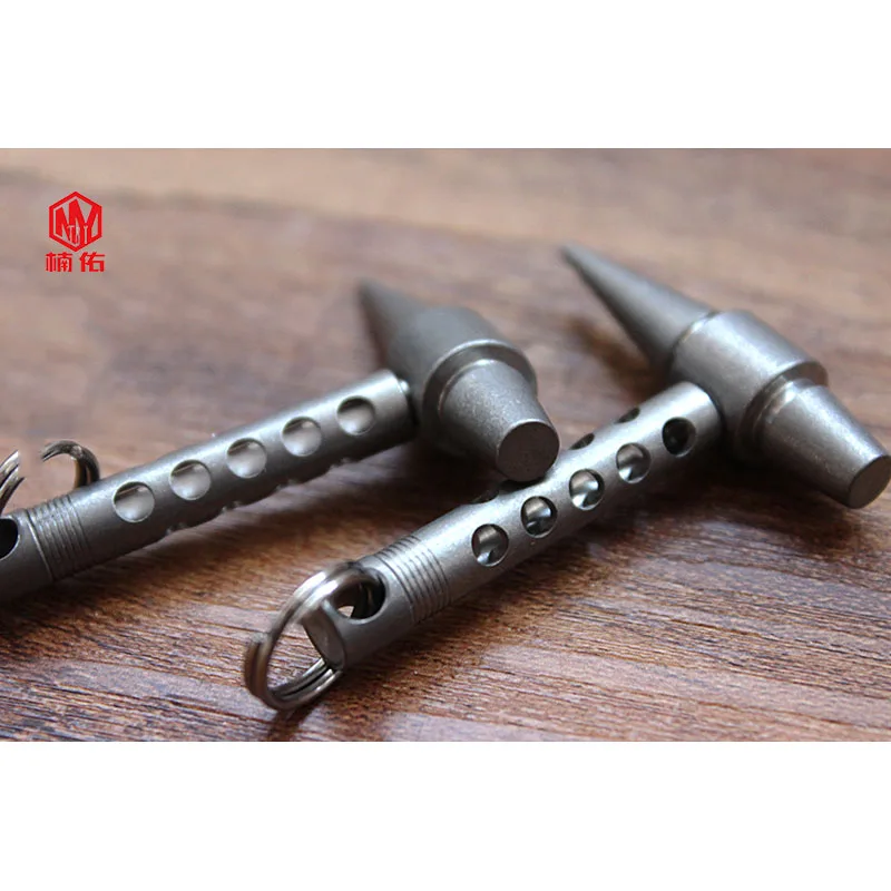 1PC Titanium Alloy Small Hammer Pendant Self-luminous Tritium Gas Tube EDC Luminous Keychain Necklace Pendant Signal Light