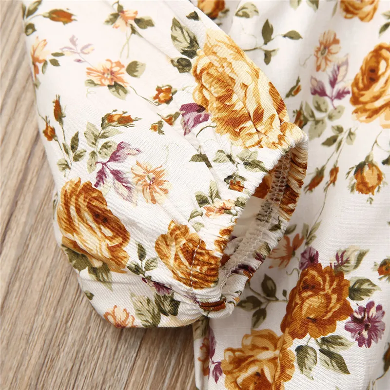 Flowers Cute Outfits Overalls Fashion Lovely Newborn Baby Girl Fall Spring Clothes Floral Bodysuit Jumpsuit Headband Set | Детская