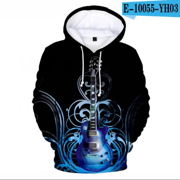 

3D Print Music Guitar 3d Hoodies Pullover Costume Men Women Hoodie Long Sleeve Kpop Harajuku Hooded Flame Boys/girls Clothes