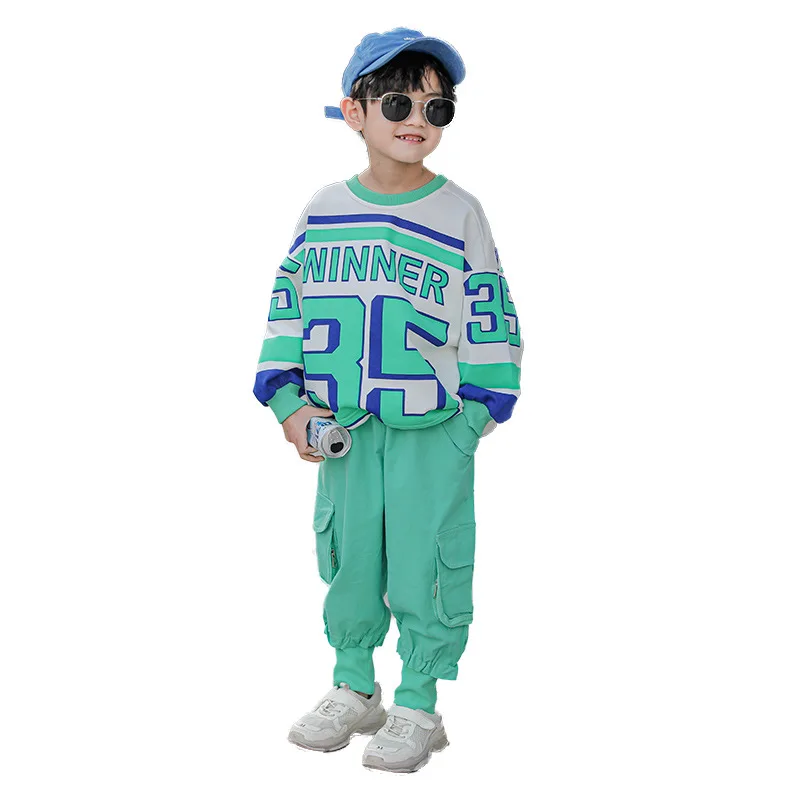 

Scoop Letters Spring Autumn Boys Clothing SuitsSweatshirts+ Pants 2pcs/Set Kids Jacket Teenager Sport LeisureTracksuit High Q