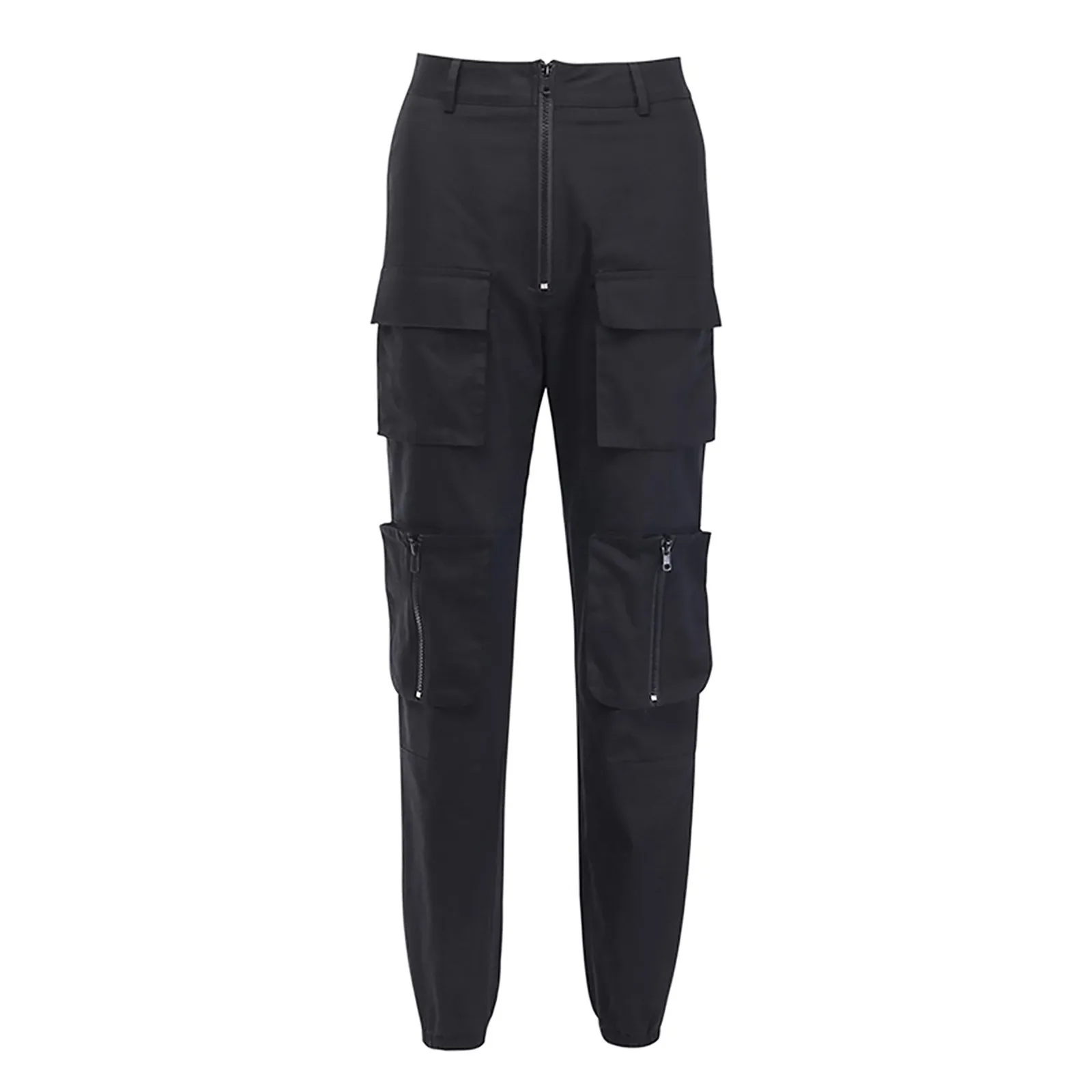 

2021 Summer Women's Cargo Trousers High Waist Casual Solid Color Pants Women Pockets Patchwork Loose Streetwear Pencil Trouser