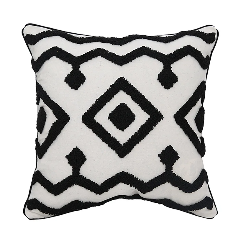 

Nordic New Black Geometric Tufted Cushion Cover 45x45cm/30x50cm Pillow Cover Decorative For Living Room Handmade Pillow Cover