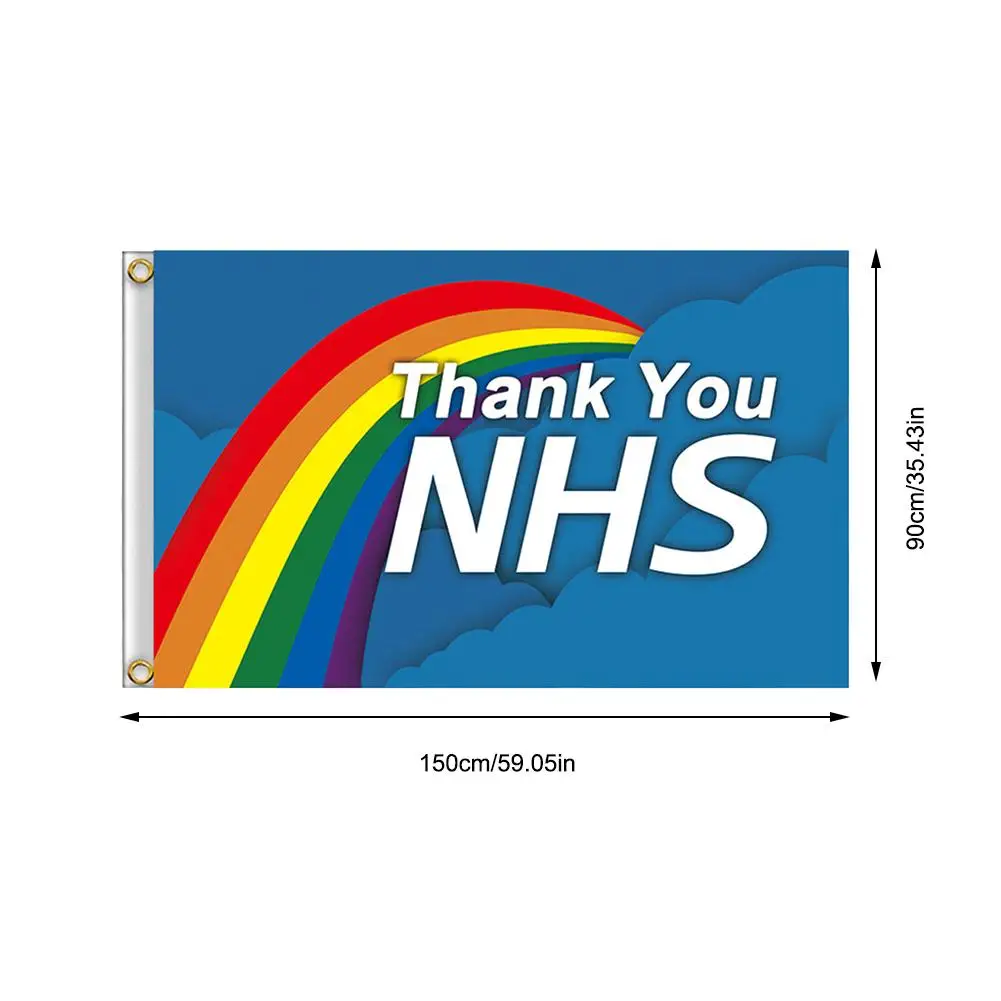 

90x150cm Rainbow Thank You NHS Flag Polyester Banner Non-fading Lightweight Durable Flag Garden Home Decoration Flag Dropship