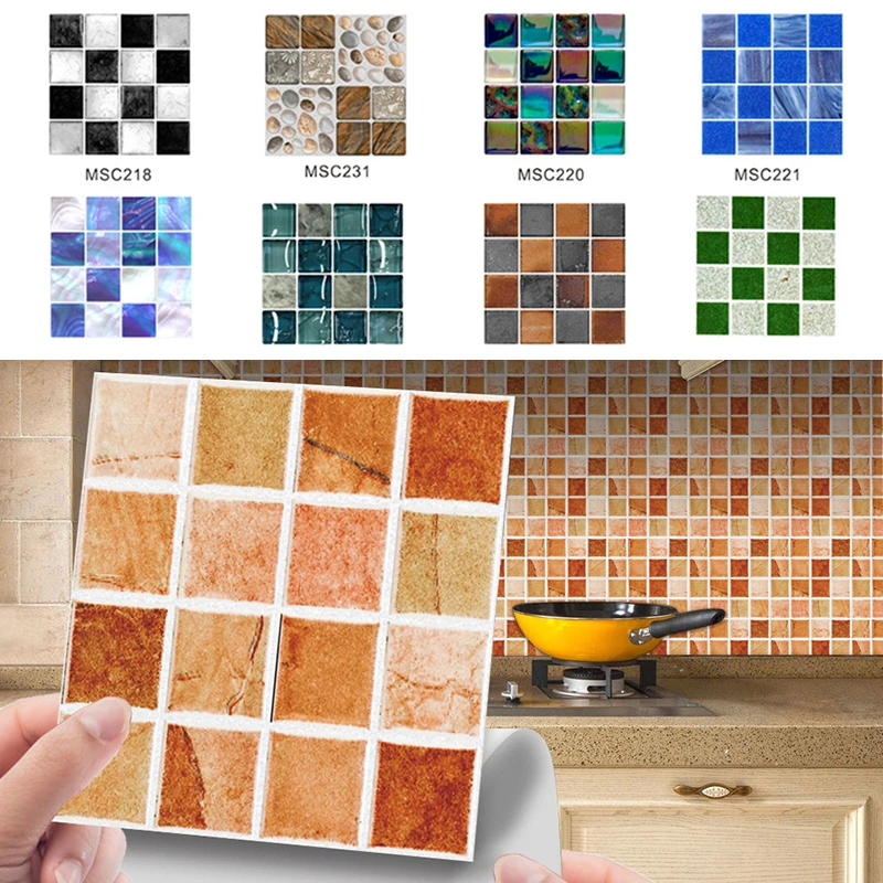 

20pcs/set of Mosaic Pattern Decorative Wall Stickers Living Room Kitchen Bathroom Waterproof Self-adhesive Crystal Tile Stickers