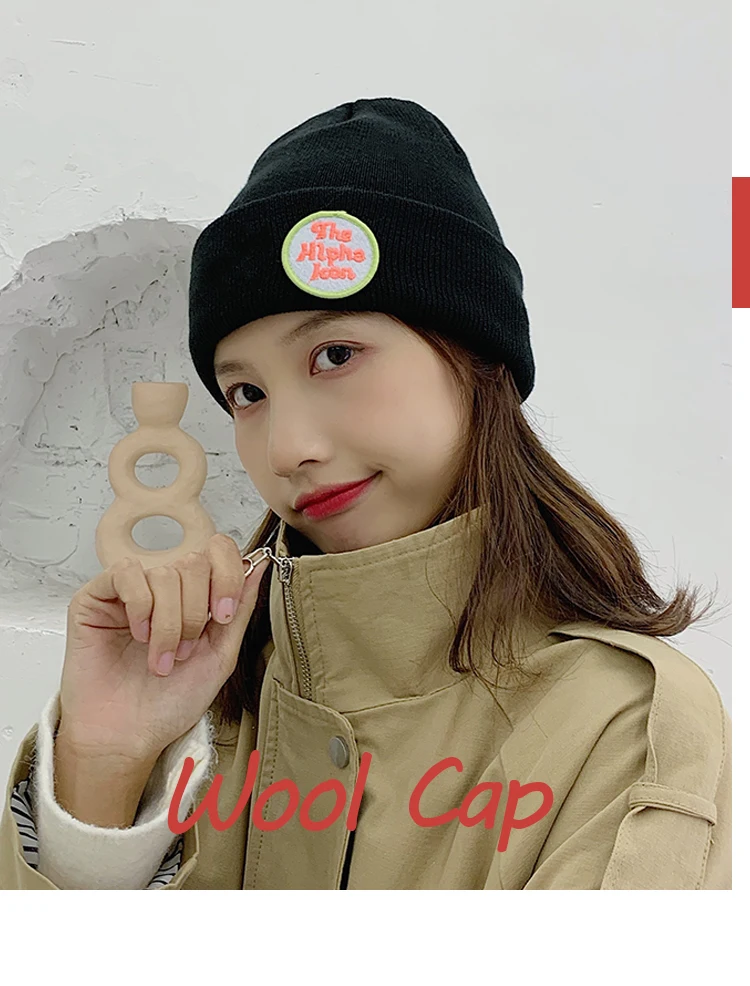 

New Ins Knitted Woolen Cap Women's Autumn and Winter Korean Style Japanese College Wind Net Red Warm Fashion All-Matching Beanie