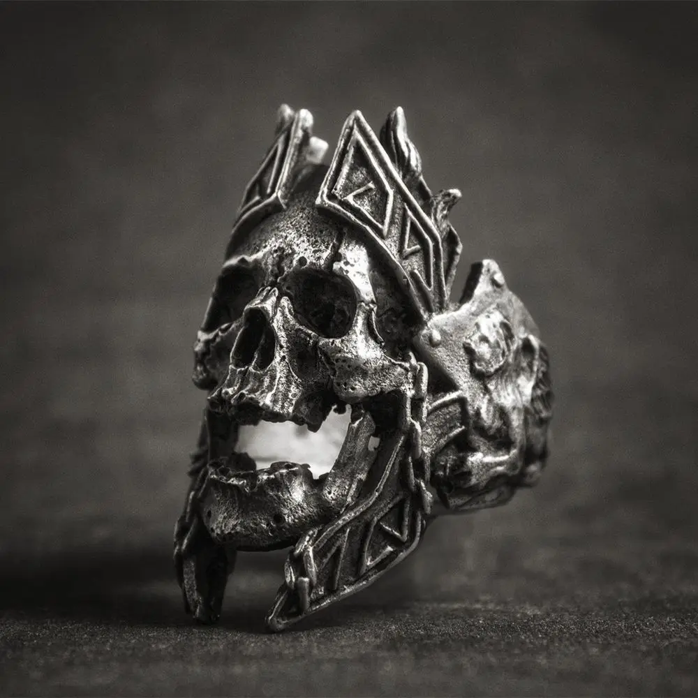 EYHIMD уникальные Боги войны Ares Skull кольца в стиле панк рок Warrior кольцо из