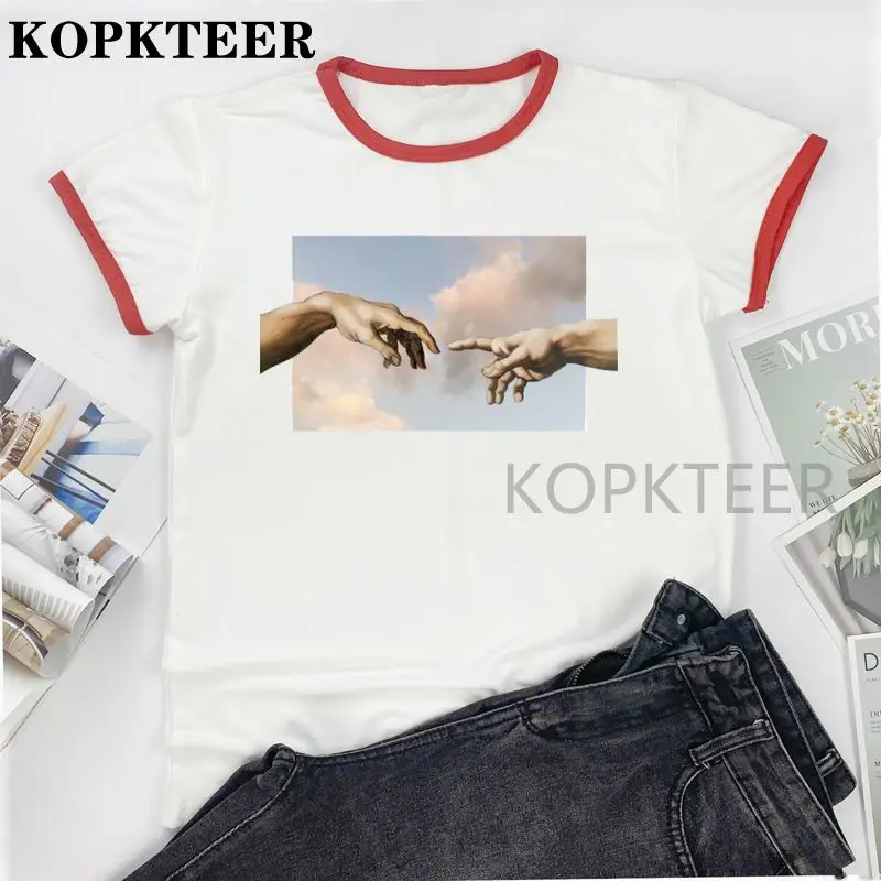 

New Women Aesthetic Art Print Tshirt Girl Harajuku Casual White Tops Tees 2021 T Shirt Summer Female T-Shirt,Drop Shipping