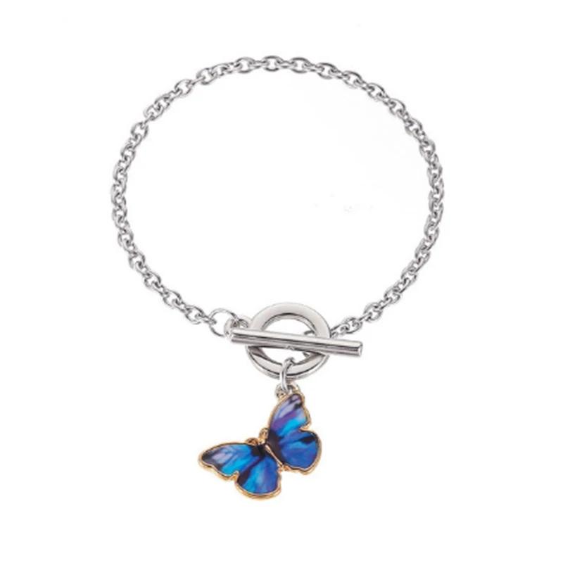 2020 Trendy European and American fashion all-match new product color small fresh clavicle chain butterfly bracelet | Украшения и