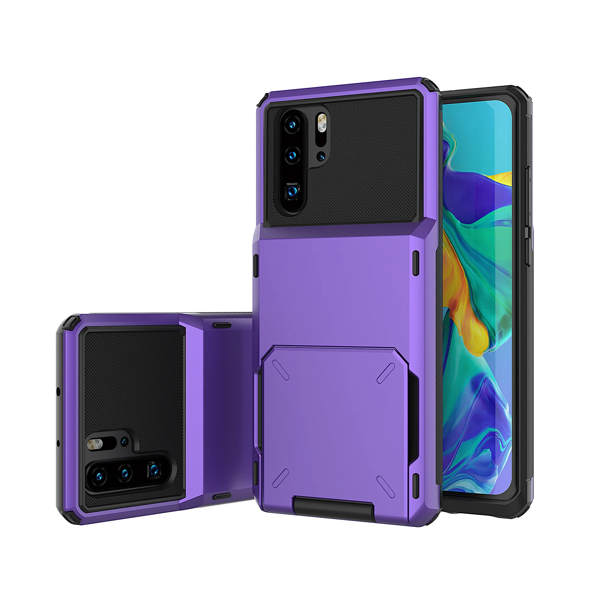 50 шт. для Huawei P30 Pro ударопрочный держатель кредитных карт слот раздвижная дверь