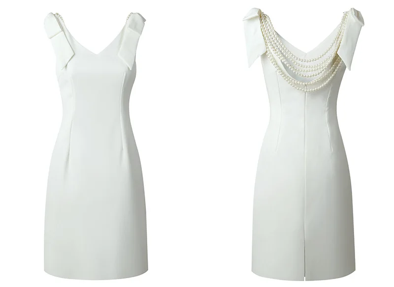 

Elegant Audrey Hepburn Style Vintage Dress Women V neck Bodycon Formal Party Dress Open Back Retro Chic White Dress Summer
