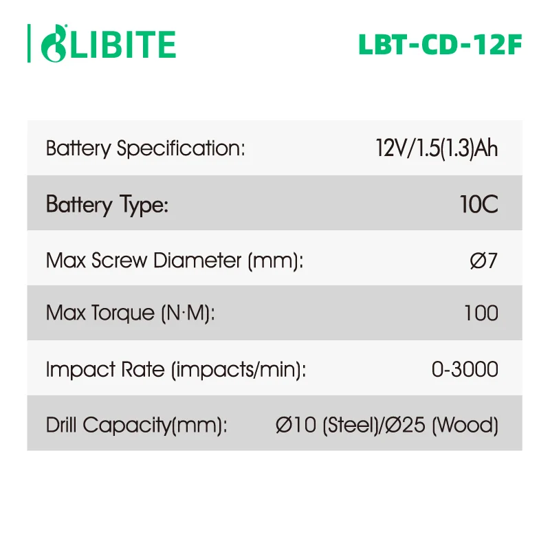 Аккумуляторная дрель Libite 12 В 20 в Электрическая отвертка