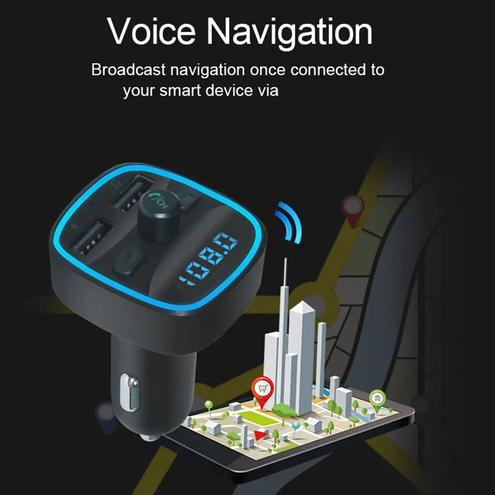 

Multifunction Handsfree Music Play Wireless 5.0 FM Transmitter Car MP3 Player LCD Display Dual USB Fast Charger