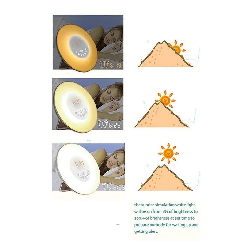 Спальня светильник Wake-up цифровые часы-будильник моделировать обеспечивающий