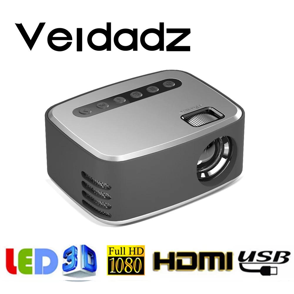 Портативный мини-медиаплеер VEIDADZ T20 1080P USB HD 320x240 пикселей светодиодный LED для дома