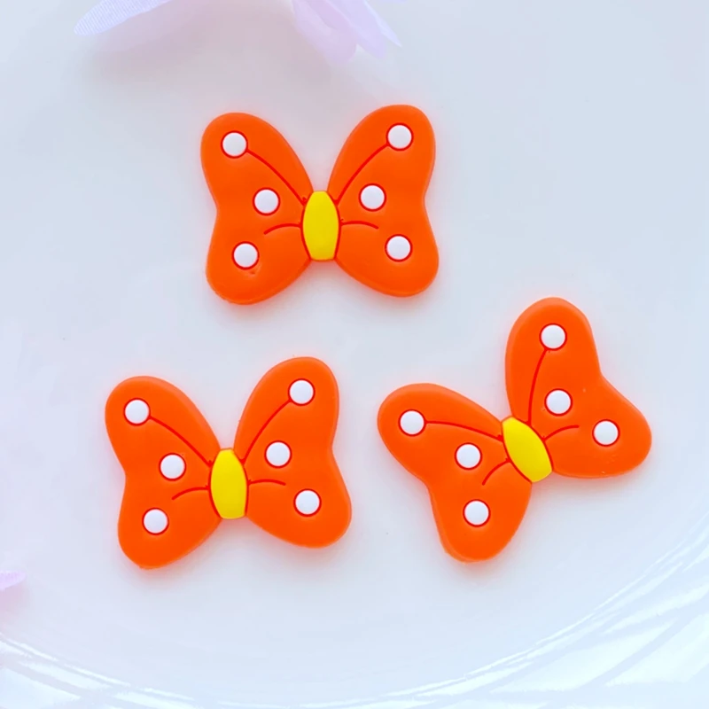 40 штук мягкого клея милый мультяшный бант из ПВХ с плоской задней стороной