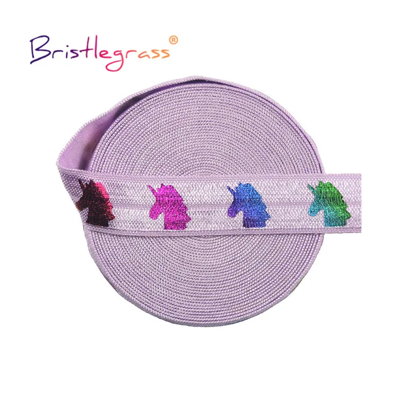 Лента для волос BRISTLEGRASS 2 5 10 ярдов 5/8 дюйма 15 мм Радужный Единорог с золотым