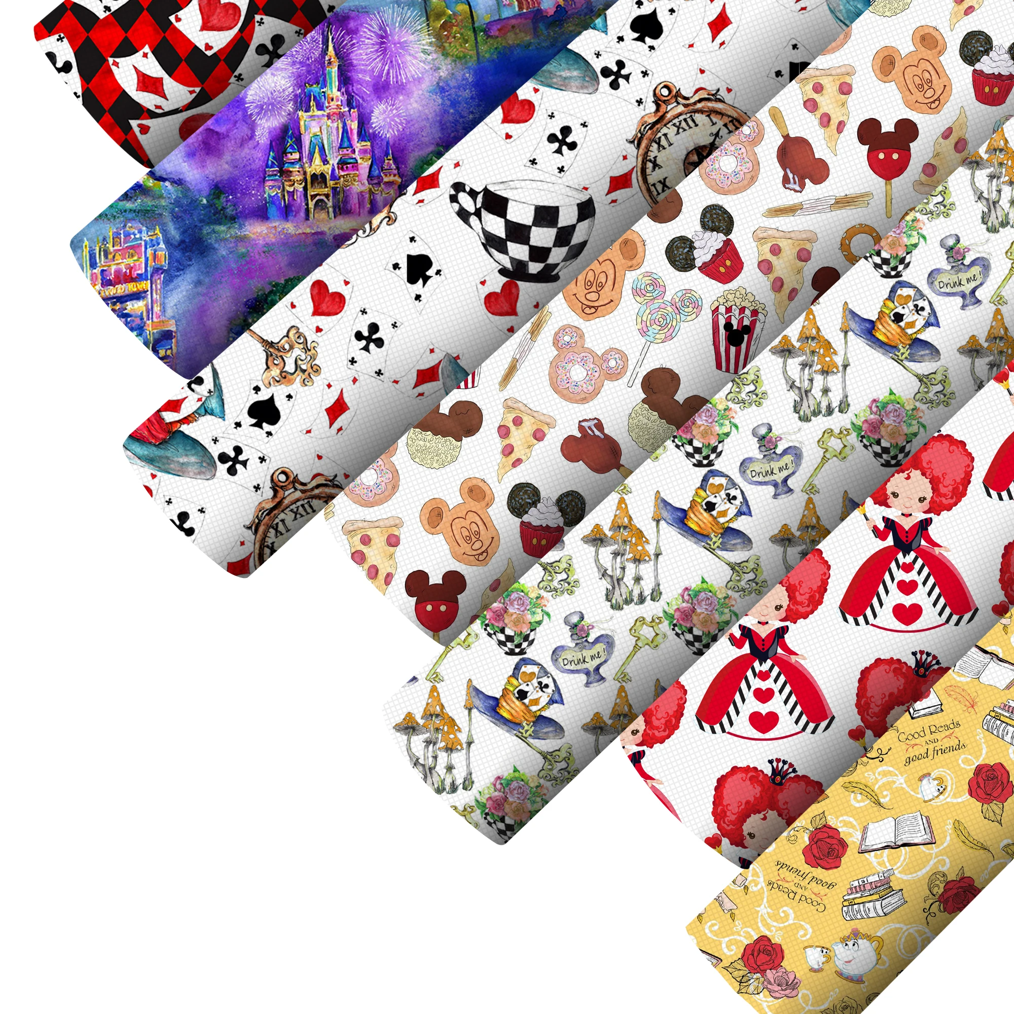 Гладкие листы из искусственной кожи с мультяшным принтом в виде покера кожаные