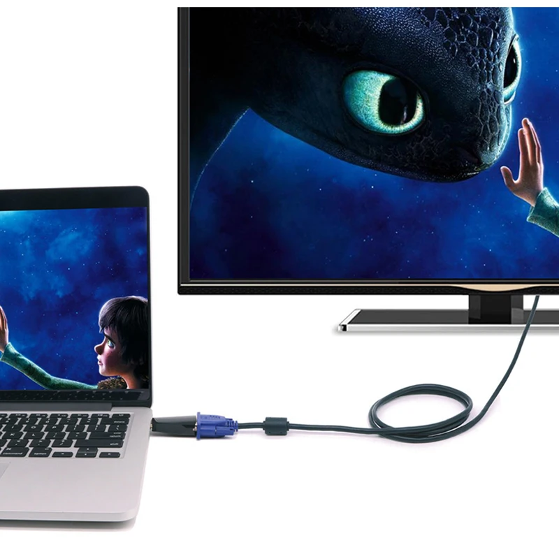 HDMI-compatible to VGA Cable Converter Male To Famale Adapter 3.5 mm Jack Audio HD 1080P For PC Laptop Tablet | Электроника