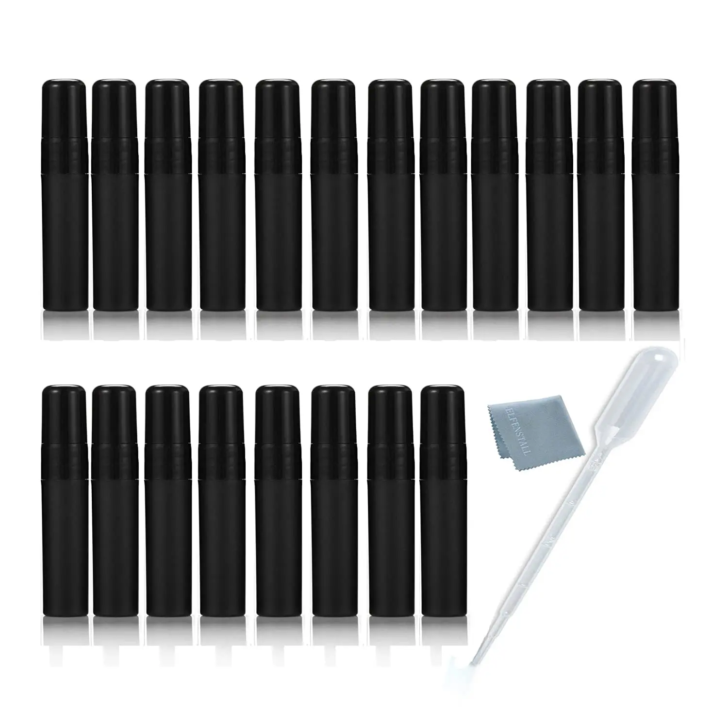

Cool Black 25pcs 5ml Atomizer Empty Matte Plastic Spray bottle Refillable Fragrance Perfume Scent Sample Bottle for Makeup Tool