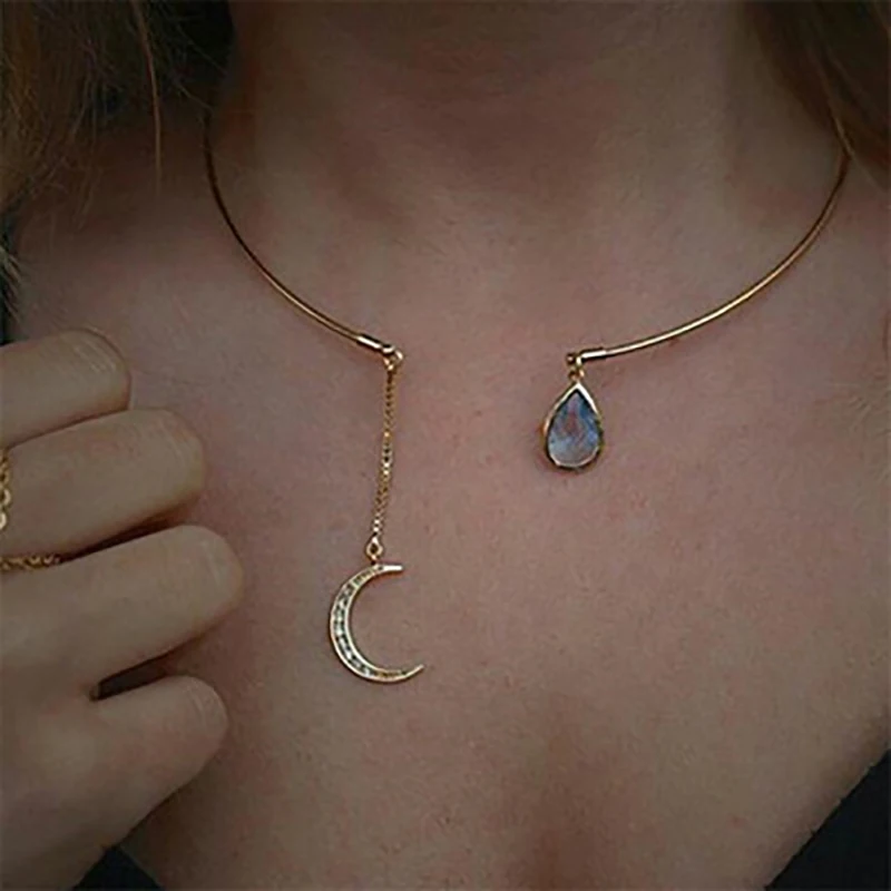 Новая мода креативный Кулон Луна открытый колье ожерелье для женщин Элегантная