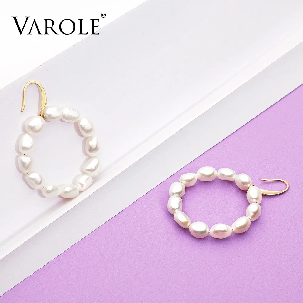 Серьги из натурального жемчуга VAROLE для женщин золотистые круглые