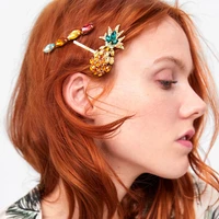 new design creativity pineapple hairpinss 3pcs suit colour rhinestone hair clips woman fashion exquisite barrette girl best gift