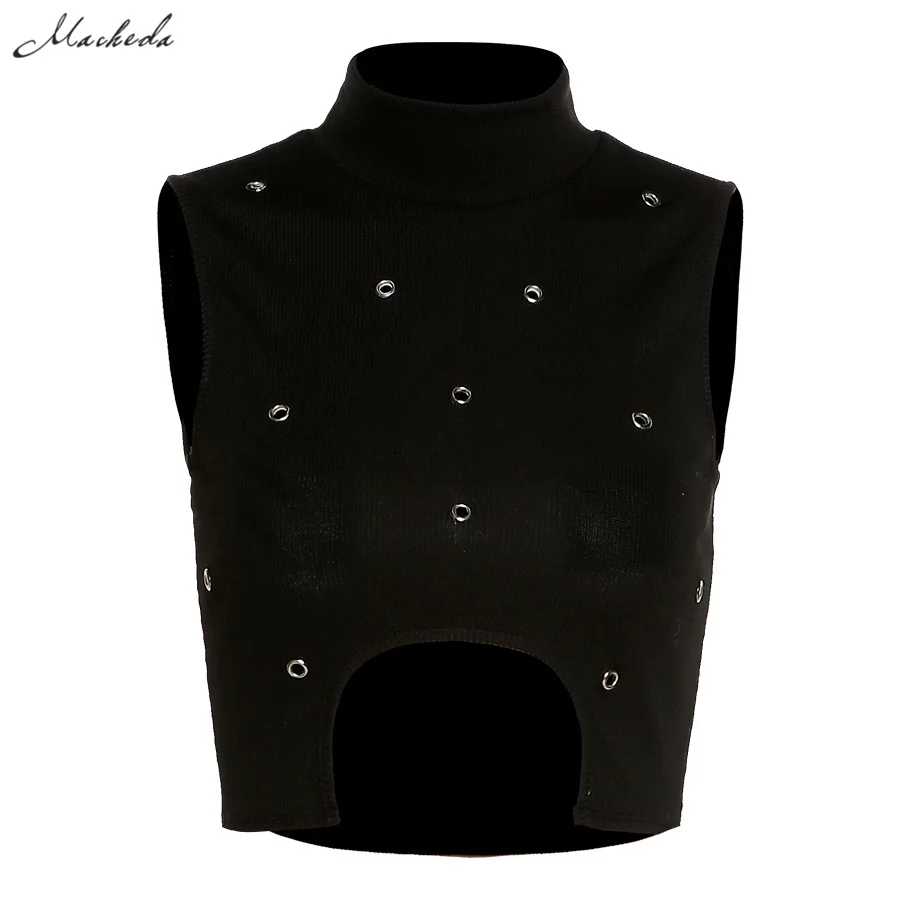 

Solid Fashion Slim Tank Top Women Sexy Turtleneck Sleeveless Clothing Y2K Lady Streetwear Cropped Top 2021 New