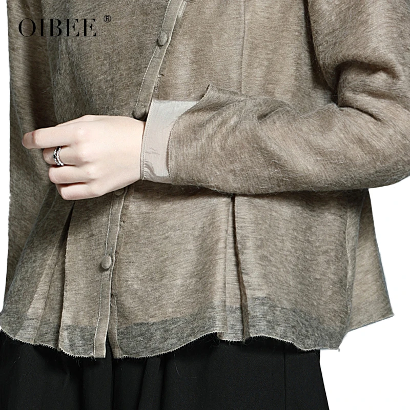 

OIBEE European collar small lapel shirt female 2020 spring new shirt long sleeve wild bottoming shirt short jacket women