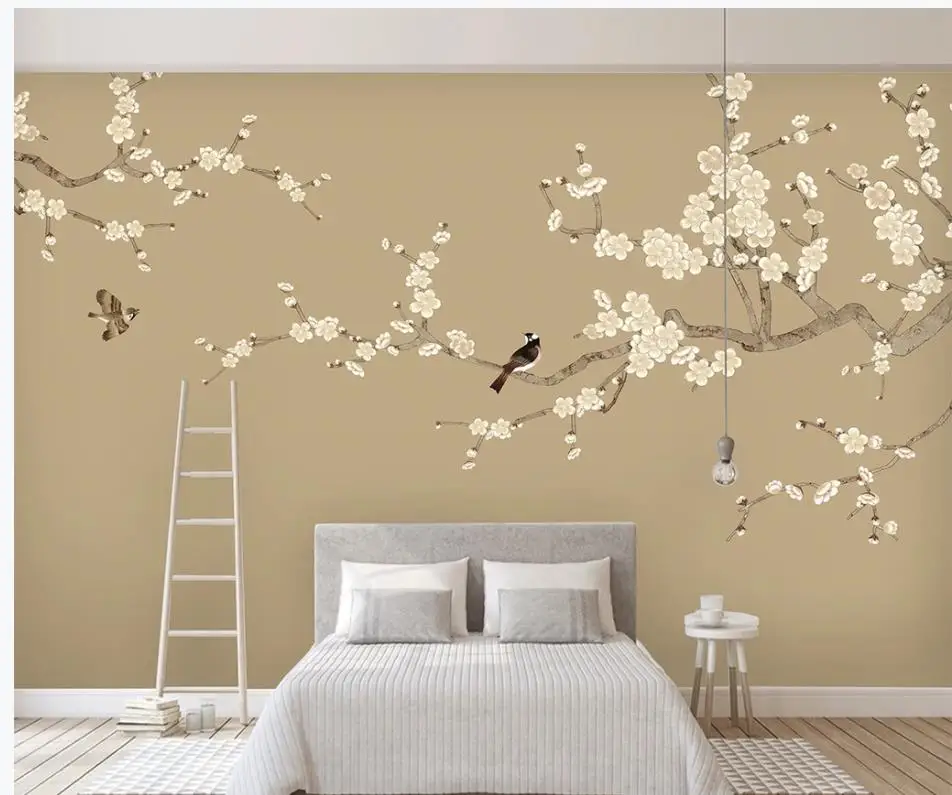 Современные обои для гостиной Новый китайский стиль ручная роспись Цветок Птица