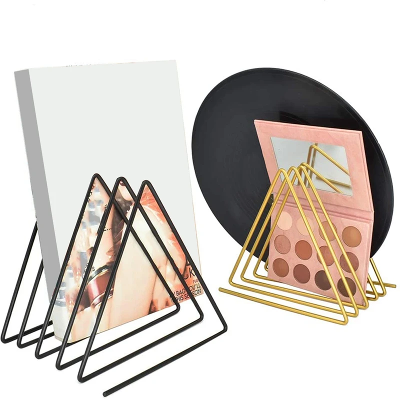 

Promotion! 2 Pack Desktop Magazine File Holder, Triple-cornered 4-Slots Record/Book Organizer Rack, File Folder Organizer