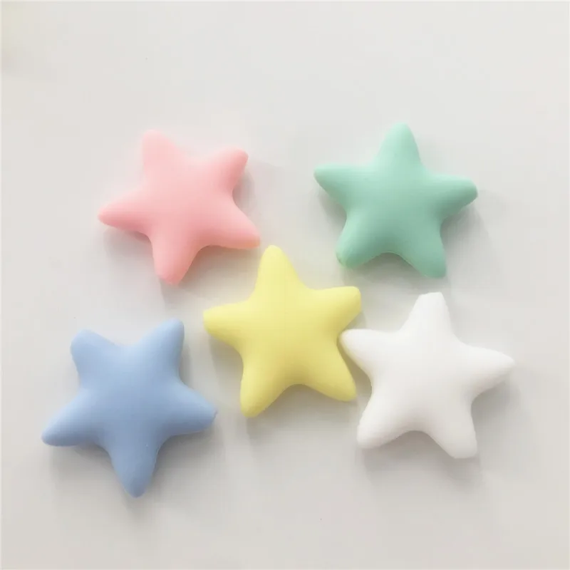 Chenkai 10 шт Силиконовые Бусины Единорог DIY детское животное коала кошка Фламинго пустышка сенсорные ювелирные изделия подарок Игрушка аксессуары - Цвет: 45mm star