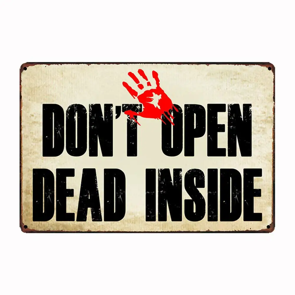 12 X 8 Prank Trick Metal Sign for Door Wall Decoration Don't Open Dead Inside Zombies Printing Plaque | Дом и сад