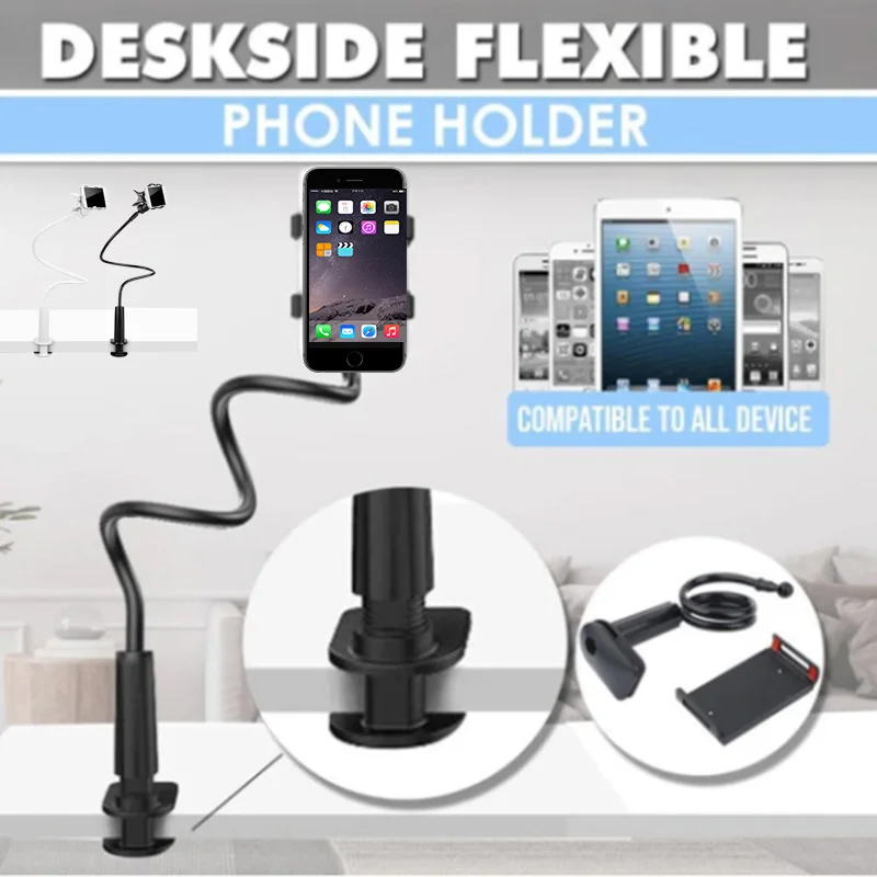 90cm deskside flexible phone holder gooseneck cellphone arm clamp for smartphone bedroom desktop jr deals free global shipping