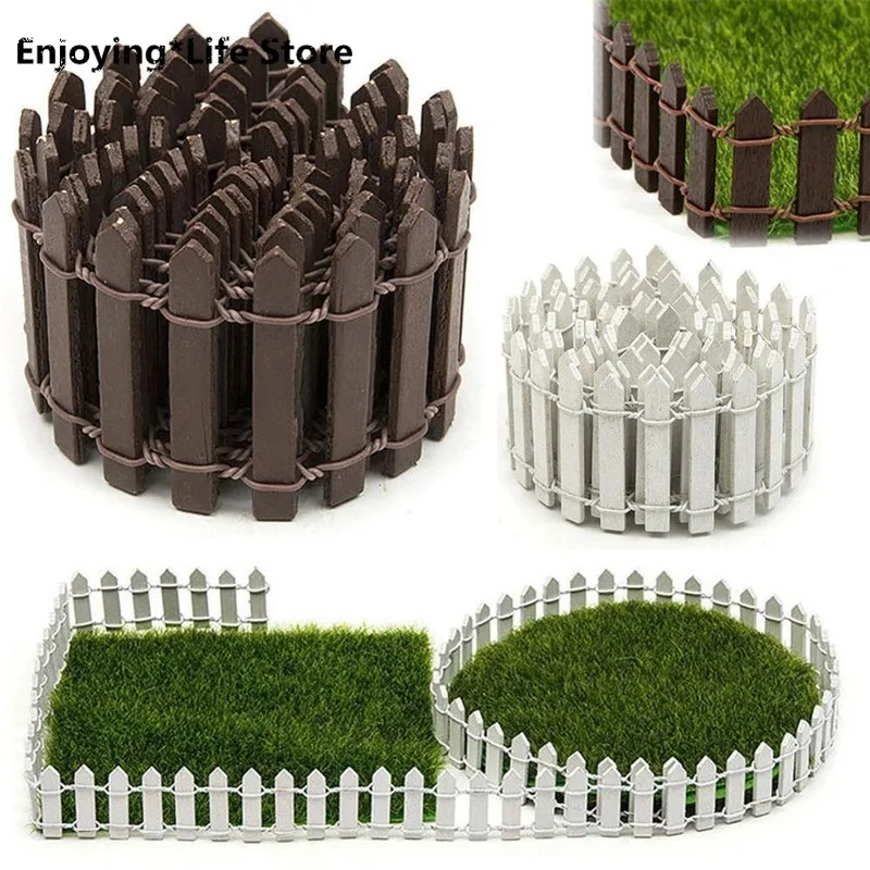 

Wood Miniature Garden Fence Decor DIY Fairy Garden Kit Fence Accessories Realistic Shape Hand-painted Building Garden Supplies