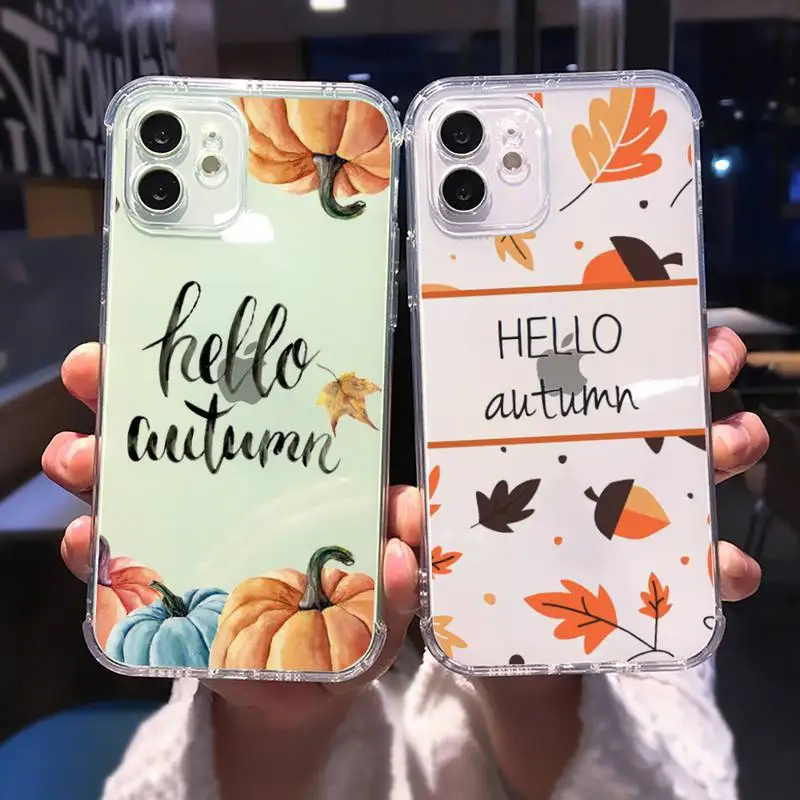 

Autumn pumpkin Phone Case Transparent for iPhone Samsung A S 11 12 6 7 8 9 30 Pro X Max XR Plus lite Clear coque shell funda