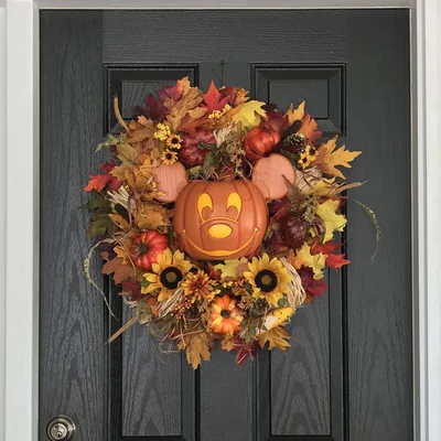 Guirnalda de Hojas de arce para decoraci&oacute;n de puerta delantera, decoraci&oacute;n Artificial de rat&aacute;n, calabaza, rat&oacute;n, Navidad, D&iacute;a de Acci&oacute;n de Gracias, Halloween-1