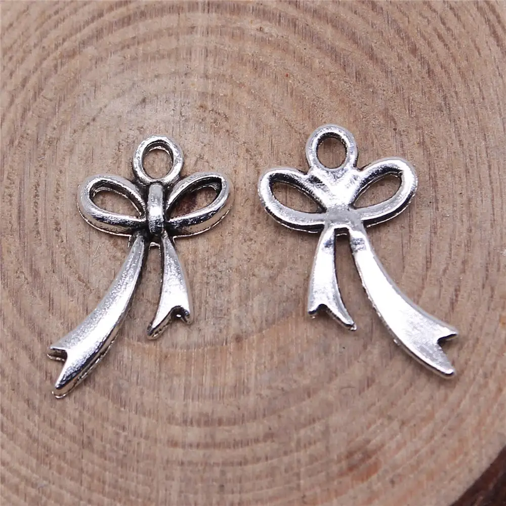

Earring Charms For Jewelry Making 40pcs Bowknot Charms 20x11mm Antique Silver Plated