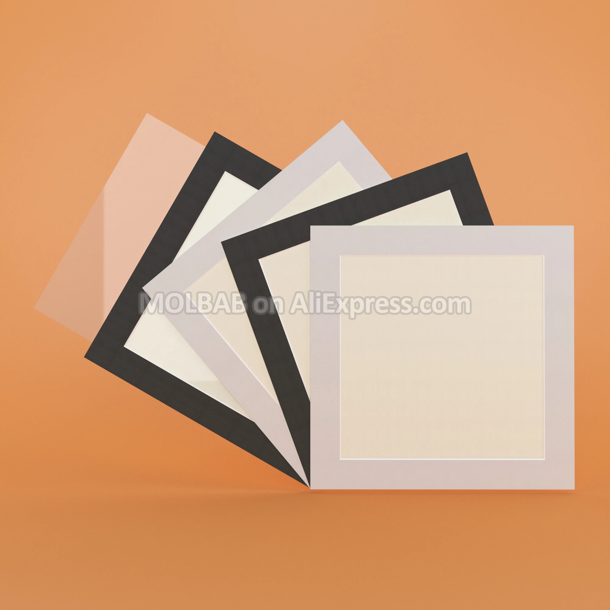 

8/10/12/14 Inch Square Paper Photo Picture Frame With Backing White/Black Matboard Textured Surface Border Wall Mounted 4PCS/Lot