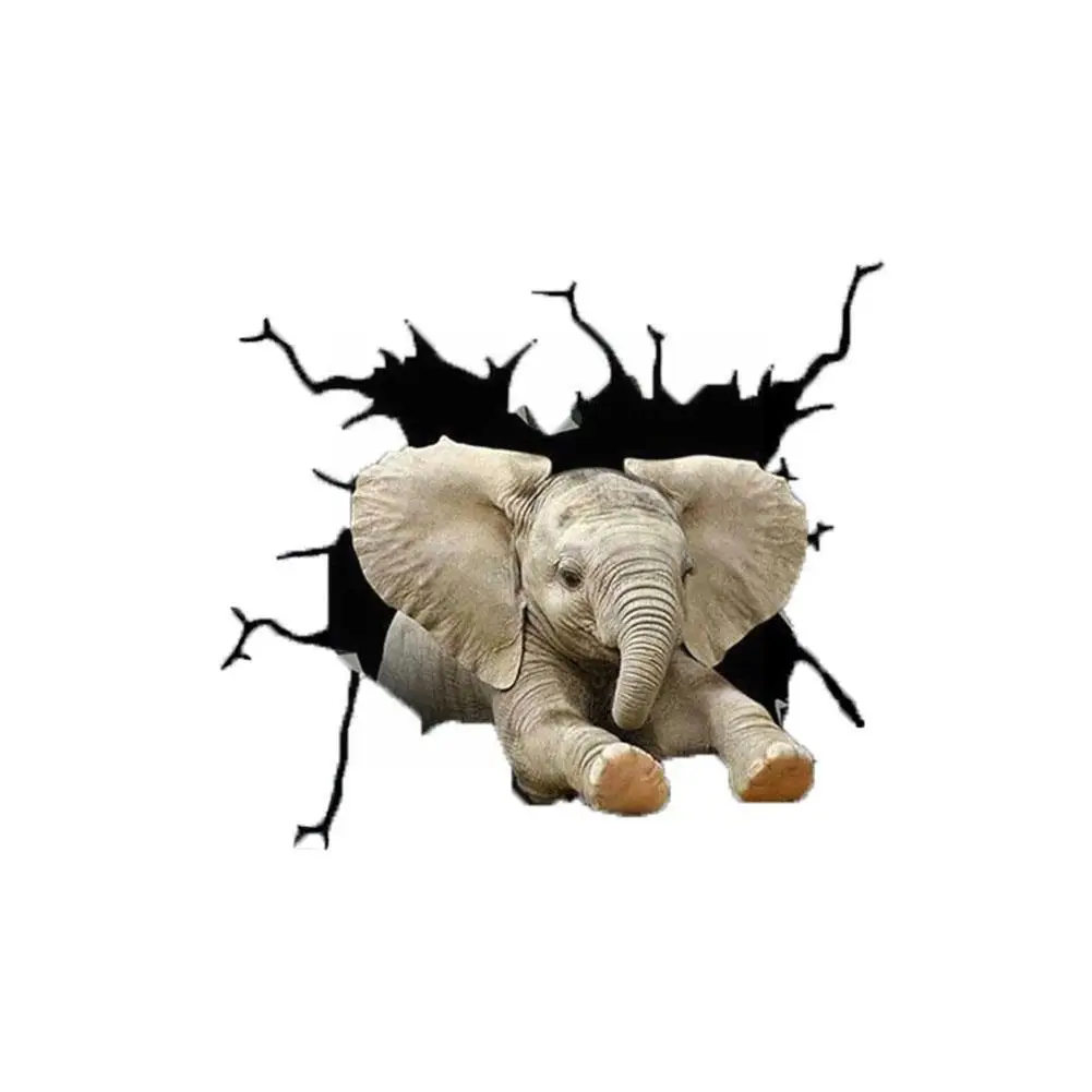 Наклейка на автомобиль в виде слона красочный дизайн наклейка с цветами черное