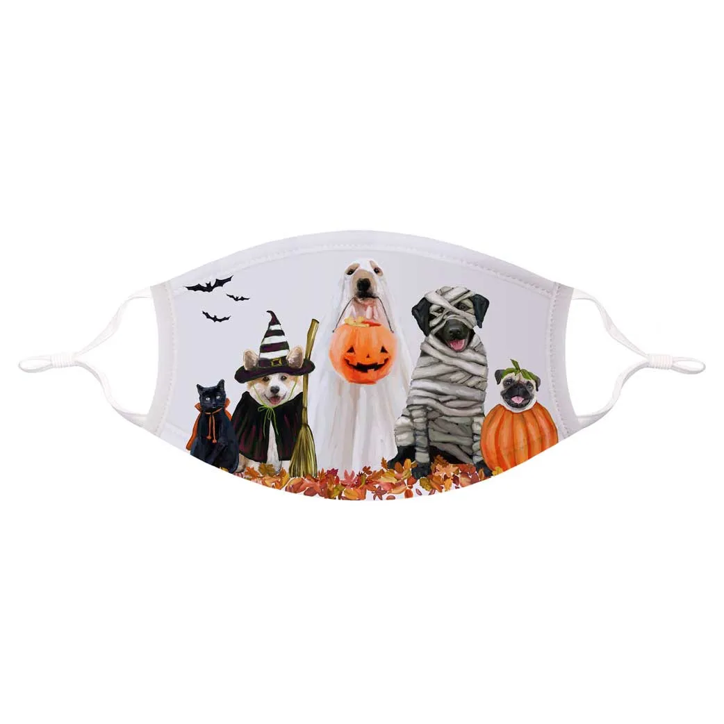 

Funny Halloween Pups Unique Design Dog Lovers Gift Mouth Covering Washable Reusable Fabric Face Mask with Filter