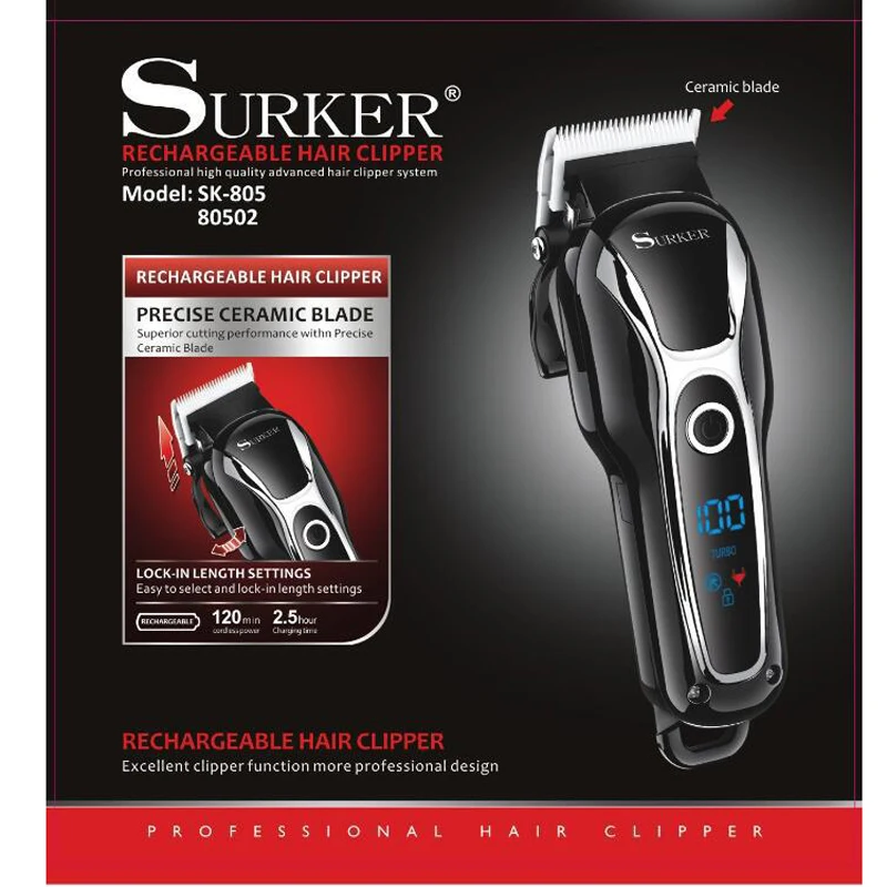 

Surker Clipper SK-805 LCD Adult Hair Clipper Alloy Blade Head Clipper Hair Clipper Home Hair Salon