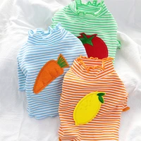 autumn short puppy bottoming shirt pet teddy fruit clothes bichon striped pullover warm dog clothes pet home clothes