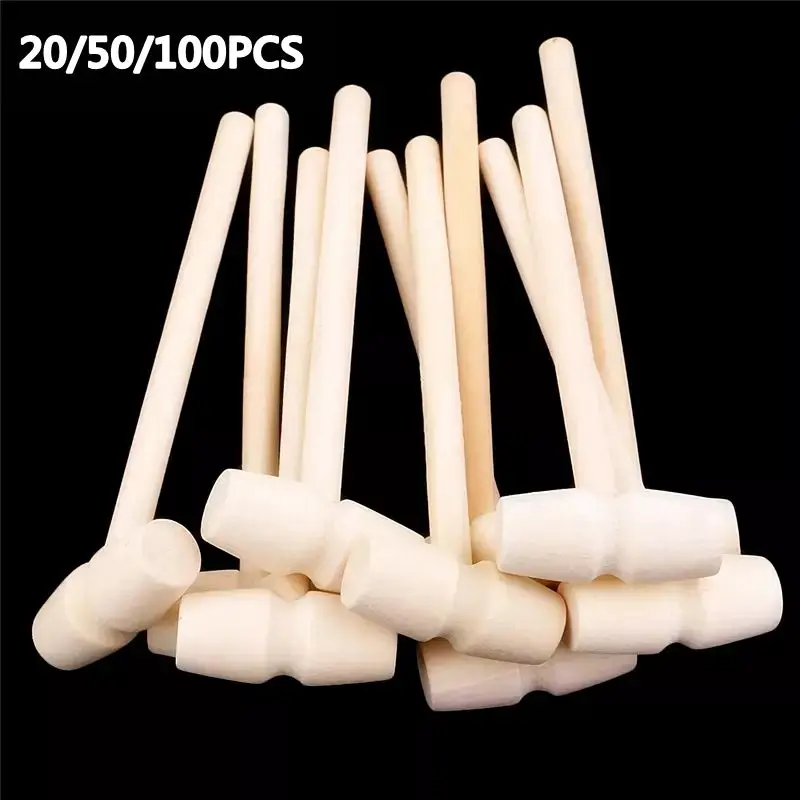 20Pcs/50Pcs/100Pcs Mini Wooden Hammer Balls Toy Pounder Replacement Wood Mallets Baby Educational Toy for Home Wholesale