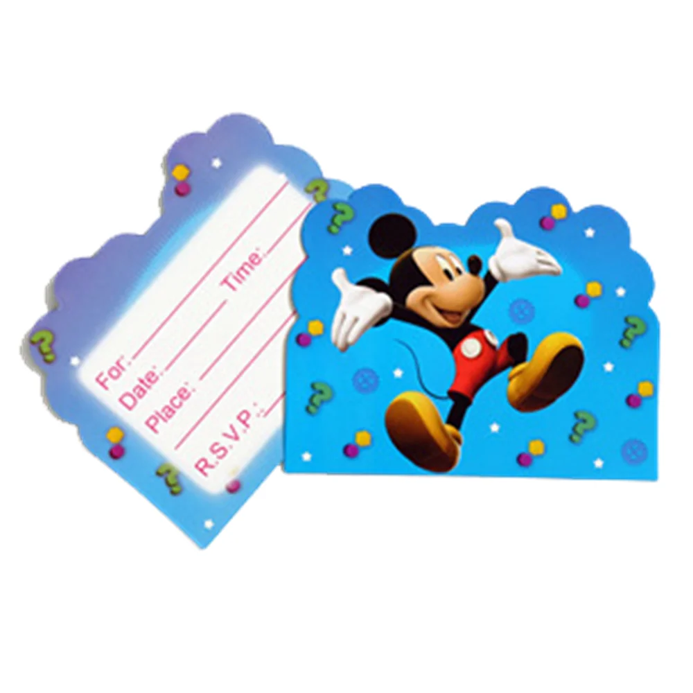 Тема Микки Мауса пригласительная карта Вечеринка приглашение товары для