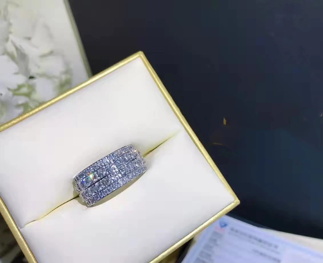 

Роскошное обручальное кольцо из стерлингового серебра 925 пробы со сверлом, скользящее круговое кольцо на удачу для женщин, свадебные брендо...